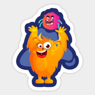 Little funny monsters enjoying Sticker